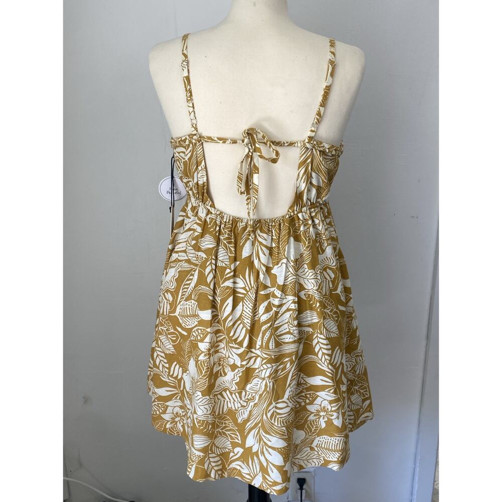 NWT Sincerely Jules Mini Dress Womens M Floral Strappy Tropical Linen Blend - Picture 8 of 13